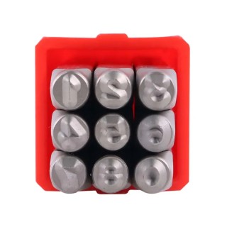 RS PRO 3 mm x 9 Piece Engraving Number Punch Set Chrome Vanadium Steel Hardened and Tempered 875-4727