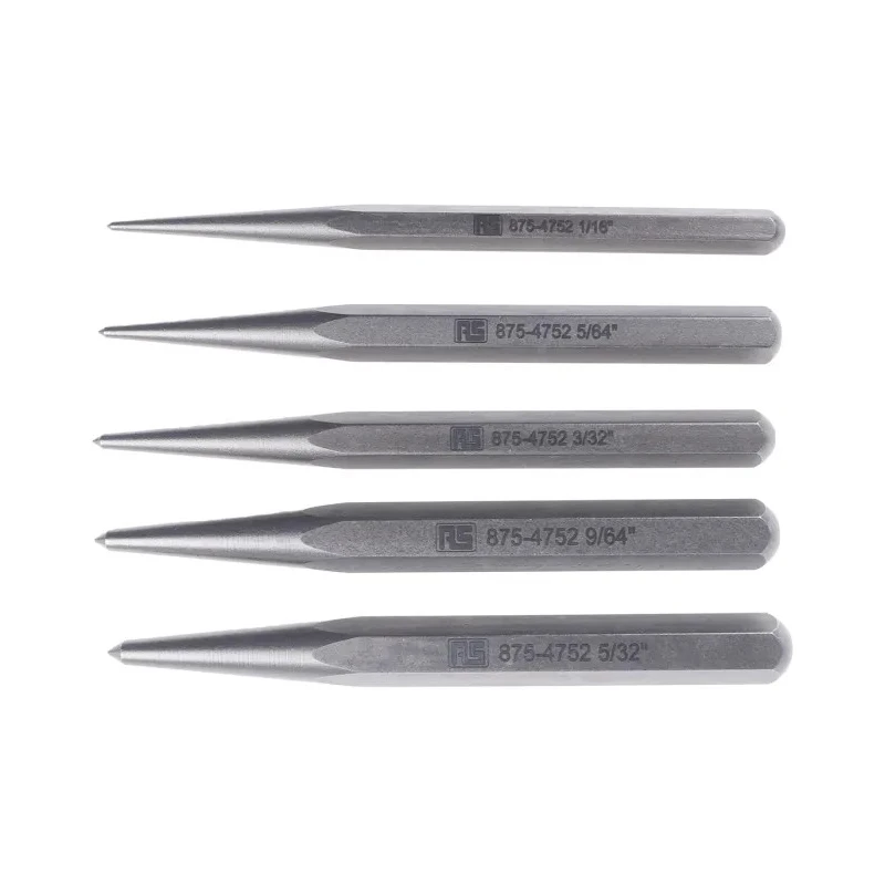 RS PRO 5-Piece Centre Punch Set, Centre Punch, 3.97mm Shank, 105mm Overall 875-4752