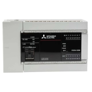 Mitsubishi Electric FX5U Series PLC CPU, 16-Input Sink, 16 Outputs Relay and Transistor Output