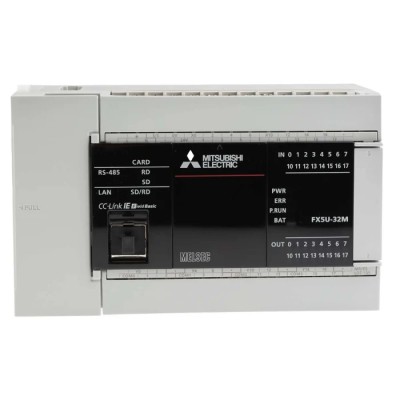 Mitsubishi Electric FX5U Series PLC CPU, 16-Input Sink, 16 Outputs Relay and Transistor Output 