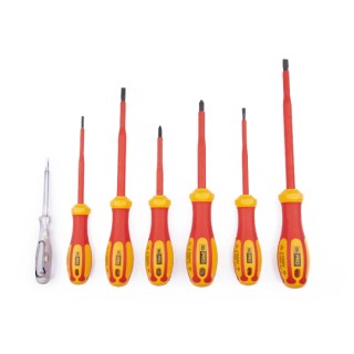 RS PRO Phillips and Slotted Insulated Screwdriver Set with Voltage Tester 7-Piece 1000V VDE 875-5812