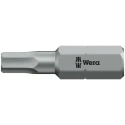 Wera Hex-Plus Screwdriver Bit 4 mm Size, 0.25 mm Hex Drive Tip, Plastic Chrome Plated Stainless Steel 05056320001