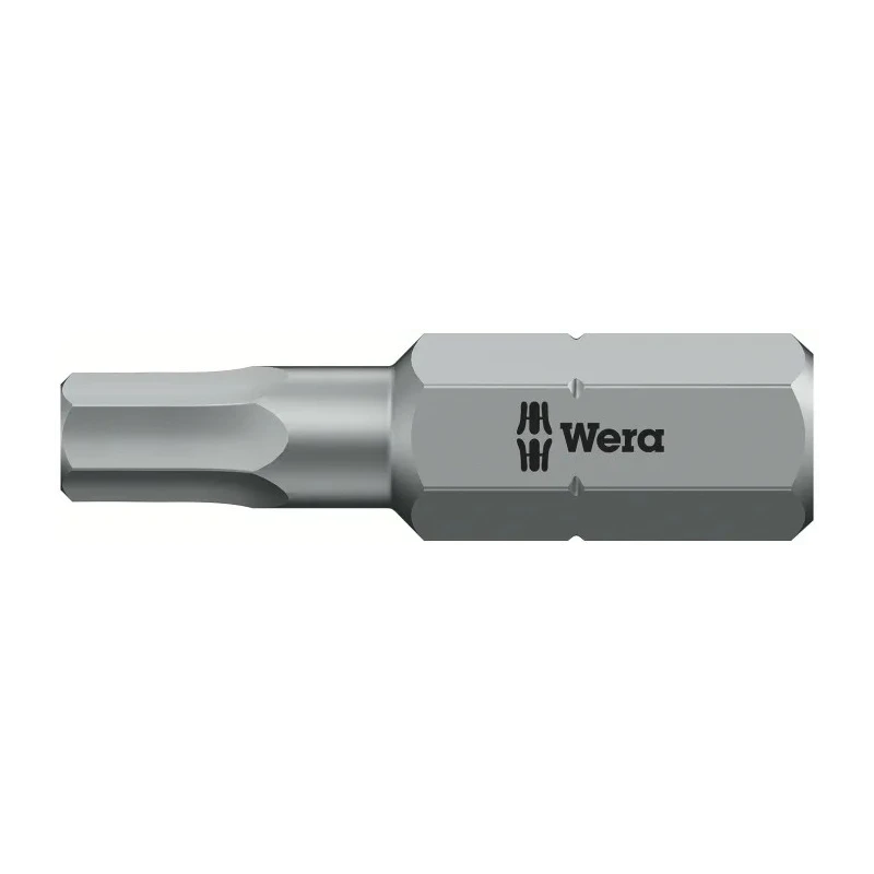 Wera Hex-Plus Screwdriver Bit 4 mm Size, 0.25 mm Hex Drive Tip, Plastic Chrome Plated Stainless Steel 05056320001