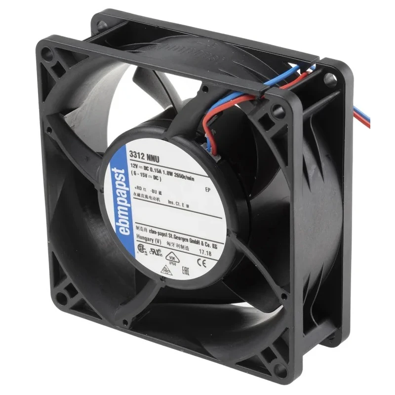 ebm-papst 3300 N - S-Panther Series Axial Fan 12V dc 1.8W 0.12A IP68 92mmx92mmx32mm 