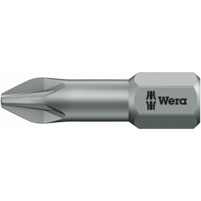 Wera Screwdriver Bit 6.35 mm Tip PZ2 Hex Drive 25 mm Overall 05056815001