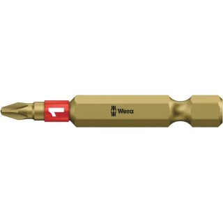 Wera Screwdriver Bit 1/4" Drive Size, PH1 Tip, Square Drive, Stainless Steel, 200 mm Overall Length 05059540001