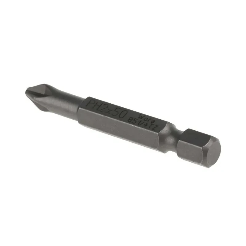 Wera Screwdriver Bit, 1/4 in Hex Drive, PH2 Tip Stainless Steel Chrome Plated 05059810001