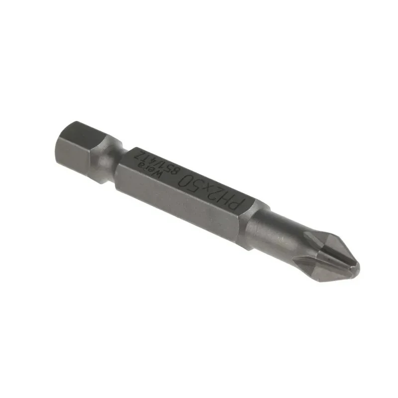Wera Screwdriver Bit, 1/4 in Hex Drive, PH2 Tip Stainless Steel Chrome Plated 05059810001