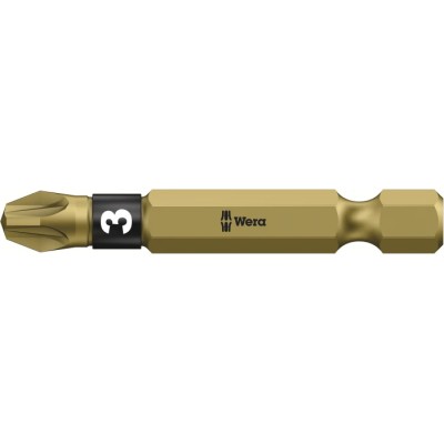 Wera Screwdriver Bit PZ3 Tip Hex Drive 50mm Overall Length 1-Piece 05057662001