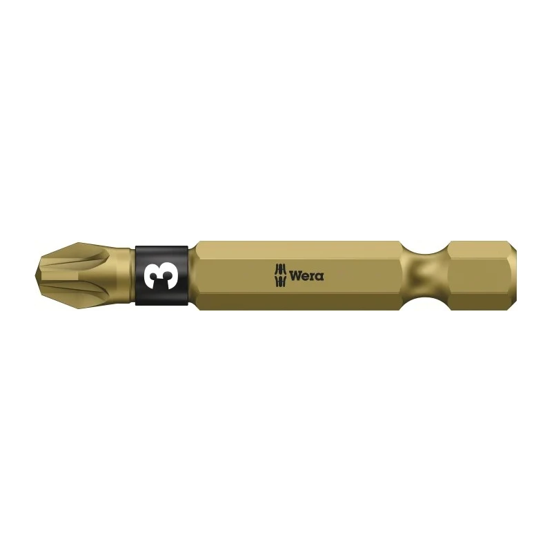 Wera Screwdriver Bit PZ3 Tip Hex Drive 50mm Overall Length 1-Piece 05057662001