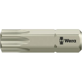 Wera Stainless Steel Screwdriver Bit 6.35 mm Hex Drive T40 Size 25 mm Length 05071038001