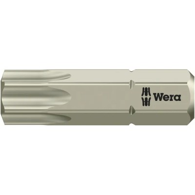 Wera Stainless Steel Screwdriver Bit 6.35 mm Hex Drive T40 Size 25 mm Length 05071038001