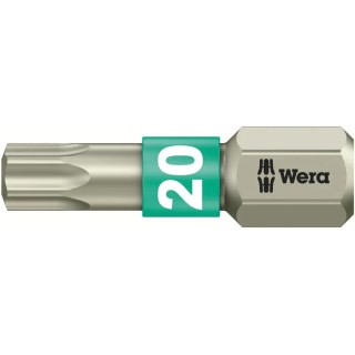 Wera Screwdriver Bit Stainless Steel 6.35 mm Hex Drive T20 Tip 25 mm Overall Length 05071034001