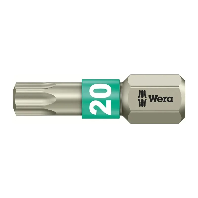 Wera Screwdriver Bit Stainless Steel 6.35 mm Hex Drive T20 Tip 25 mm Overall Length 05071034001
