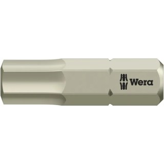 Wera Stainless Steel Hex Screwdriver Bit, 6 mm Size, 6.35 mm Hex Drive, 25 mm Overall Length, ISO EN Standards 05071076001