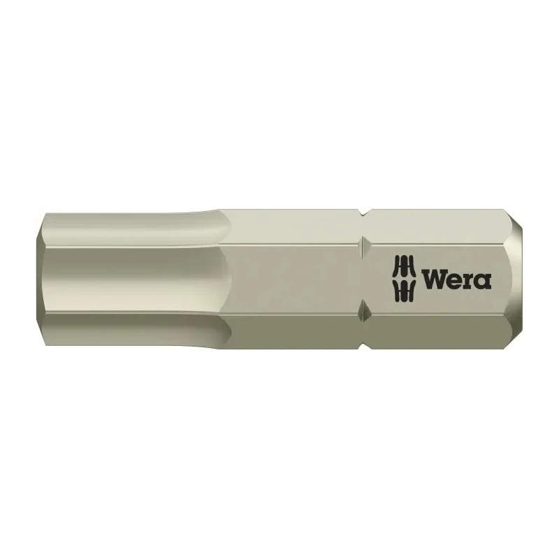 Wera Stainless Steel Hex Screwdriver Bit, 6 mm Size, 6.35 mm Hex Drive, 25 mm Overall Length, ISO EN Standards 05071076001