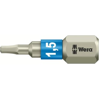Wera Hex Screwdriver Bit Stainless Steel 1.5 mm Size, 6.35 mm Drive, 25 mm Length 05071070001