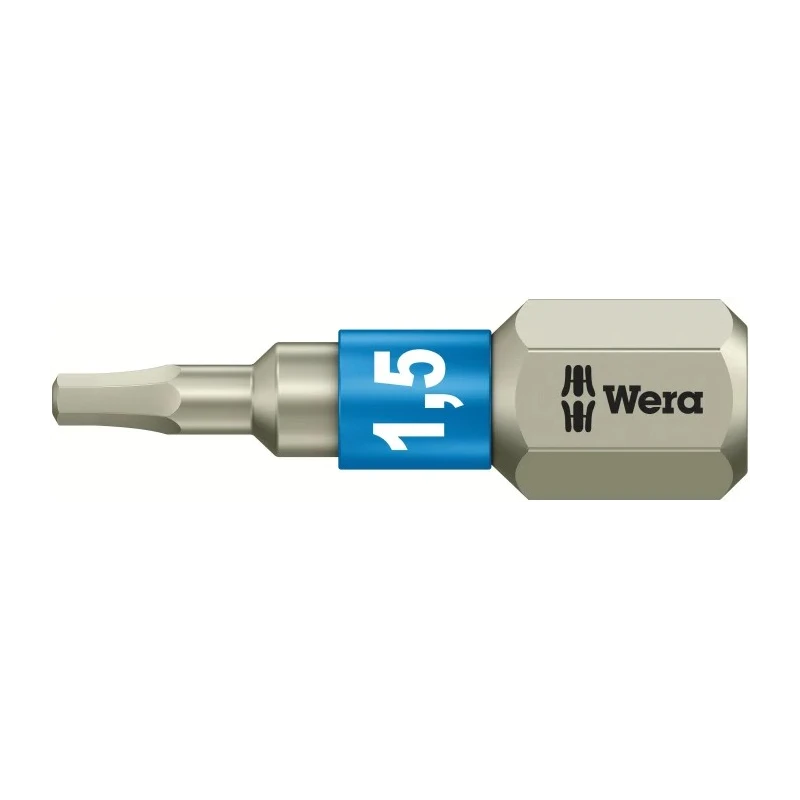 Wera Hex Screwdriver Bit Stainless Steel 1.5 mm Size, 6.35 mm Drive, 25 mm Length 05071070001