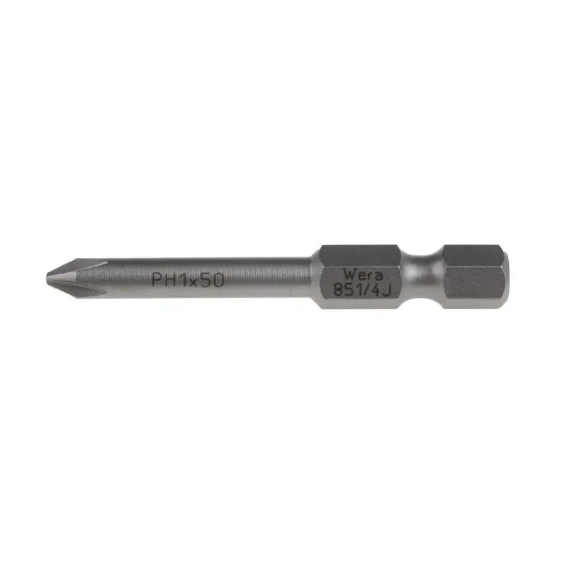 Wera Screwdriver Bit Phillips Drive, 1/4 in Hex Drive, PH1 Size, 50 mm Length 05135532001