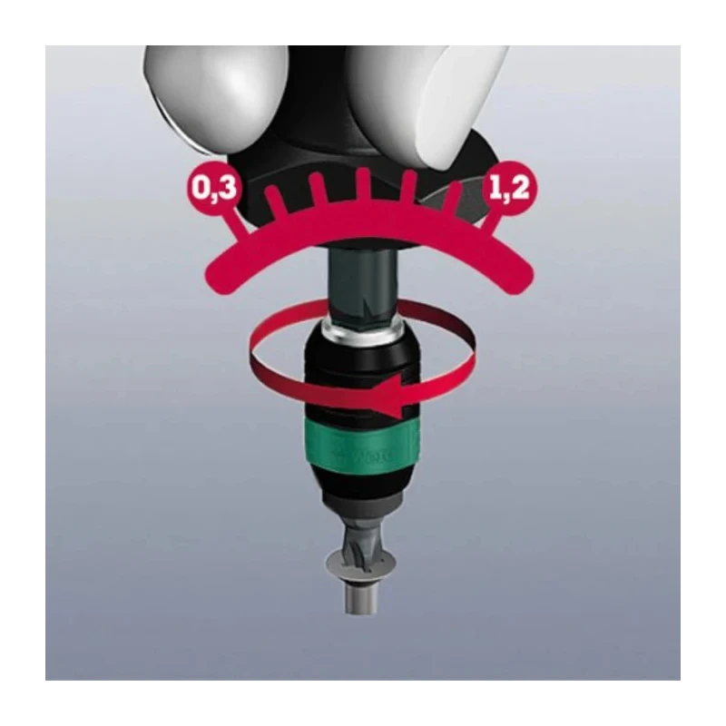 Wera Pre-Settable Torque Screwdriver, 0.3 To 1.2 Nm, 1/4 in Drive ESD Safe, ±6 % Accuracy 05074715001