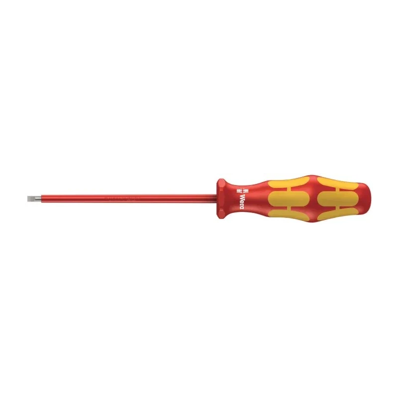 Wera Insulated Screwdriver, 100 mm Blade, 3 mm Flat Tip, Hardwearing Plastic Handle, VDE/1000V Approved, 181 mm 05006105001