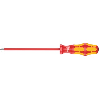 Wera Insulated Screwdriver PZ1 Tip 150 mm Blade VDE 1000V Approved Hardwearing Plastic Handle Chrome Plated 05006163001