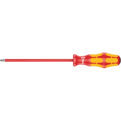 Wera Insulated Screwdriver PZ1 Tip 150 mm Blade VDE 1000V Approved Hardwearing Plastic Handle Chrome Plated 05006163001
