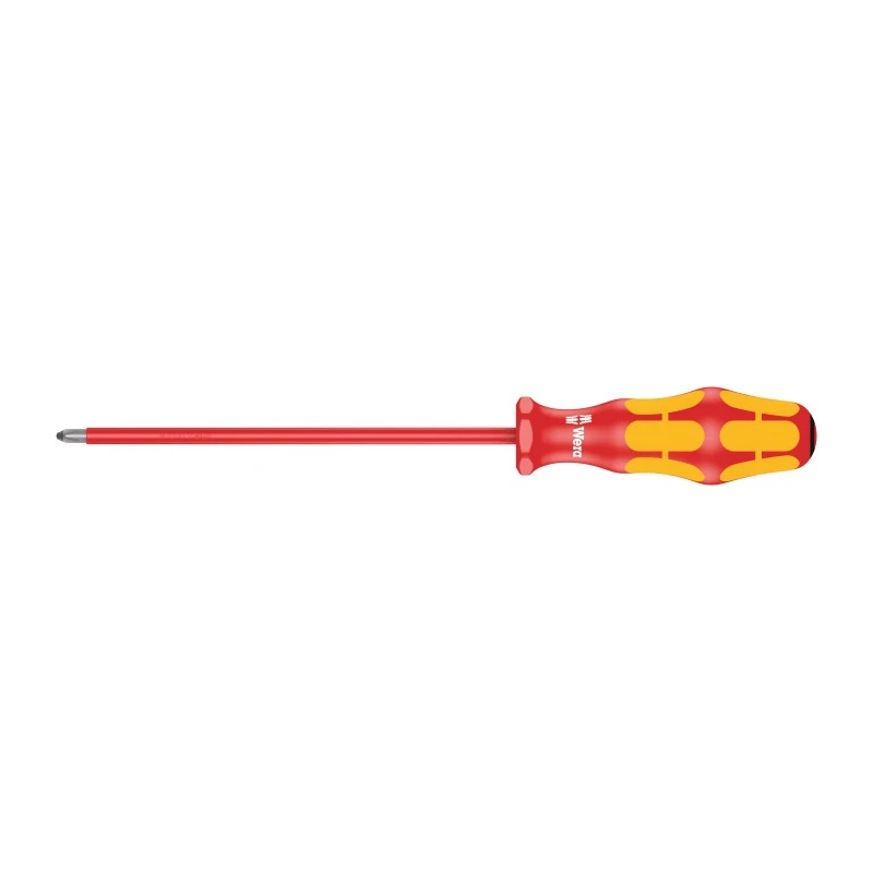 Wera Insulated Screwdriver PZ1 Tip 150 mm Blade VDE 1000V Approved Hardwearing Plastic Handle Chrome Plated 05006163001