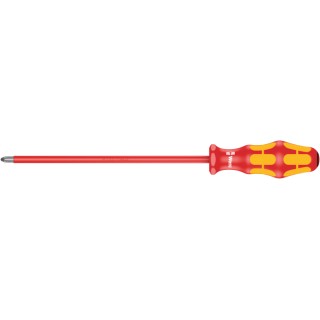 Wera Insulated Screwdriver with PZ2 Tip, 200 mm Blade Length, Stainless Steel Chrome Plated Blade, VDE/1000V 05006165001