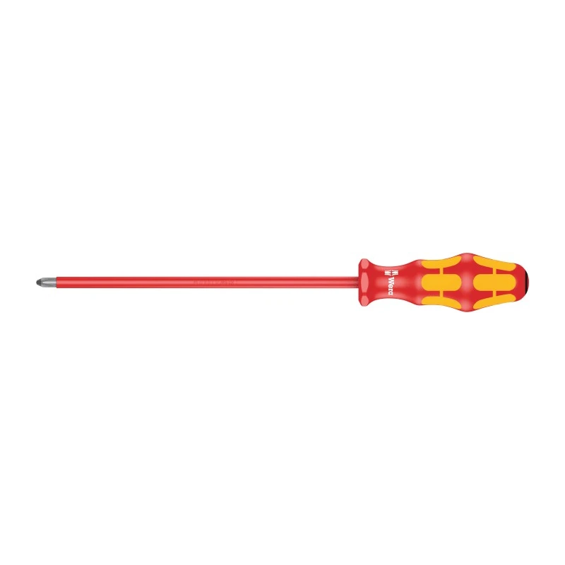 Wera Insulated Screwdriver with PZ2 Tip, 200 mm Blade Length, Stainless Steel Chrome Plated Blade, VDE/1000V 05006165001