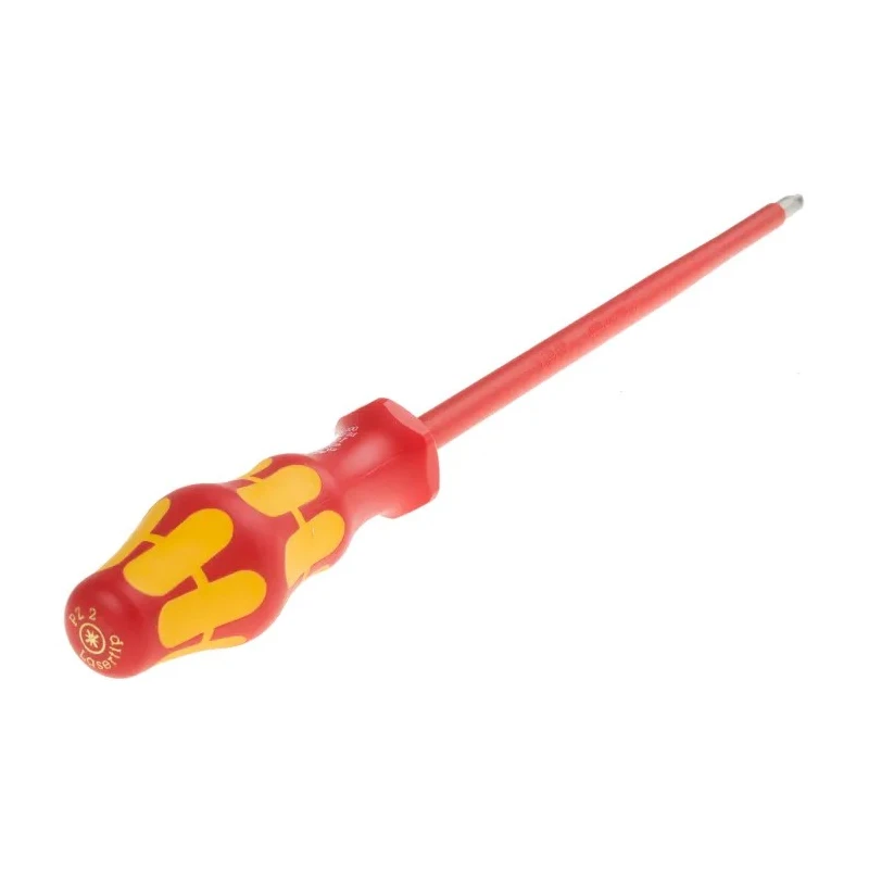 Wera Insulated Screwdriver with PZ2 Tip, 200 mm Blade Length, Stainless Steel Chrome Plated Blade, VDE/1000V 05006165001
