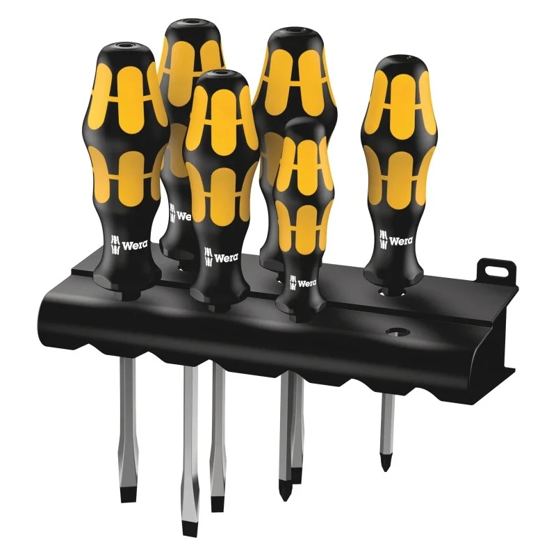Wera Phillips and Slotted Standard Screwdriver Set, Multi-Component Kraftform Handle, 6-Piece 05018283001