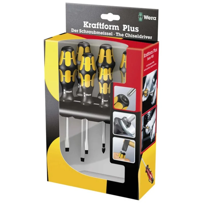 Wera Phillips and Slotted Standard Screwdriver Set, Multi-Component Kraftform Handle, 6-Piece 05018283001