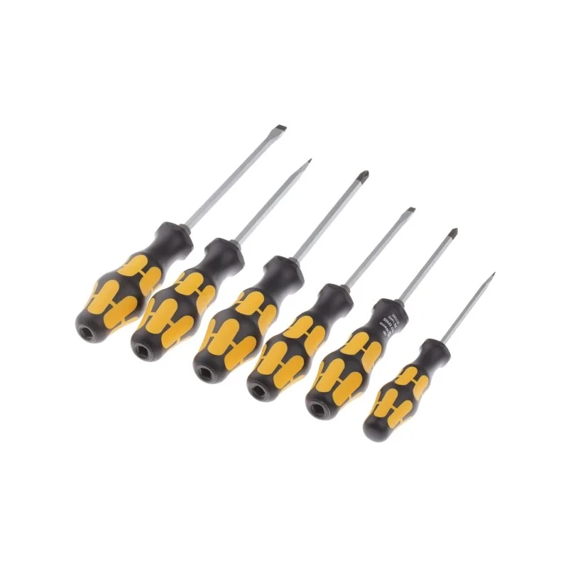 Wera Phillips and Slotted Standard Screwdriver Set, Multi-Component Kraftform Handle, 6-Piece 05018283001