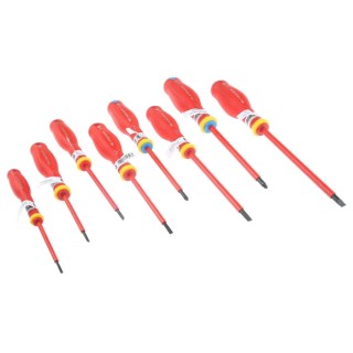 Facom Slotted and Pozidriv Insulated 8-Piece Screwdriver Set 1000V Electrical Safety ATD.J8VE