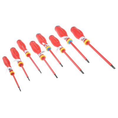 Facom Slotted and Pozidriv Insulated 8-Piece Screwdriver Set 1000V Electrical Safety ATD.J8VE