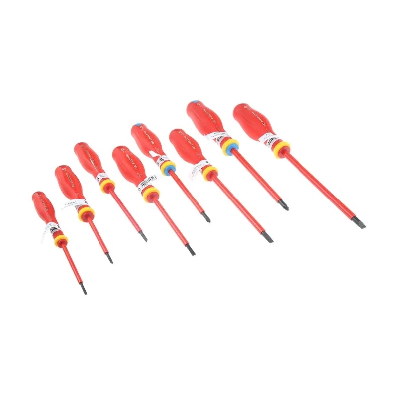 Facom Slotted and Pozidriv Insulated 8-Piece Screwdriver Set 1000V Electrical Safety ATD.J8VE