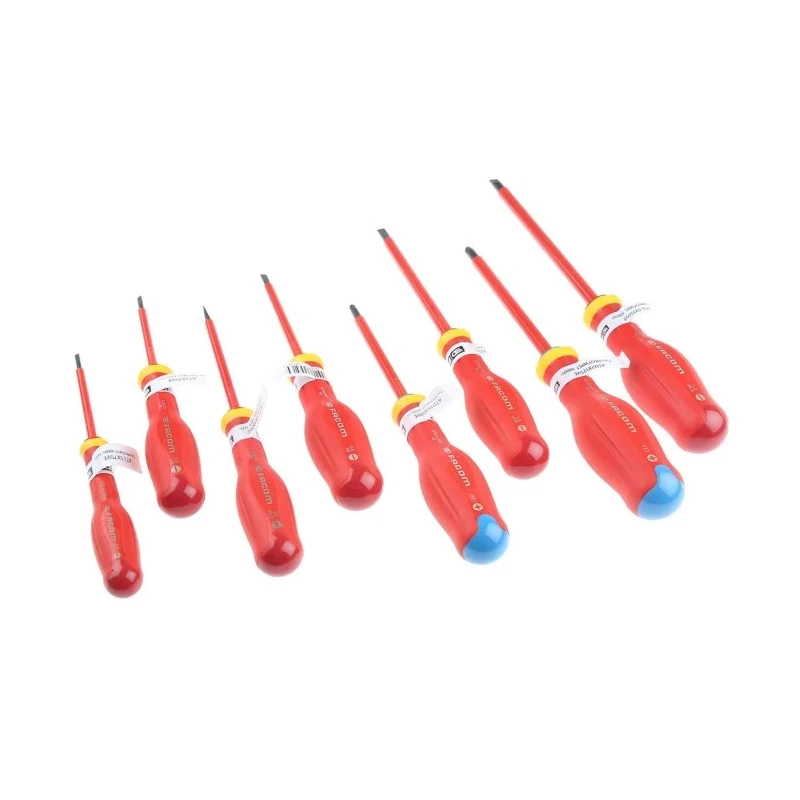 Facom Slotted and Pozidriv Insulated 8-Piece Screwdriver Set 1000V Electrical Safety ATD.J8VE