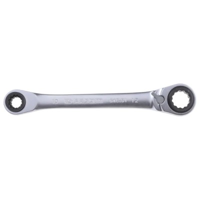 Facom Ratchet Spanner Double Ended Metric 150mm Overall Satin Chrome 64C.S1