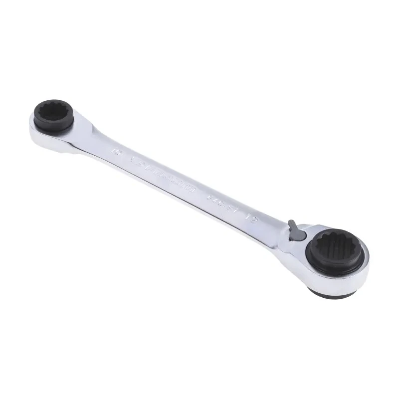 Facom Ratchet Spanner Double Ended Metric 150mm Overall Satin Chrome 64C.S1