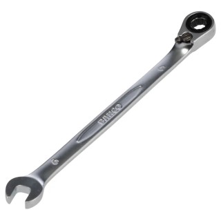 Bahco Ratchet Spanner 6 mm Metric Size, 128mm Overall Length, Alloy Steel Chrome Finish 1RM-6