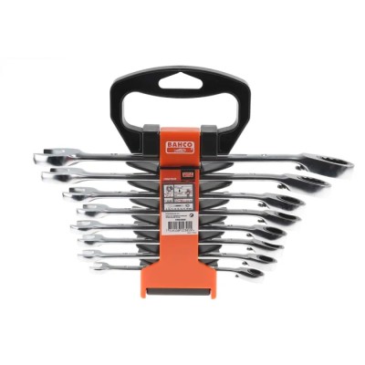 Bahco 8-Piece Ratchet Spanner Set, 8 To 19 mm, Alloy Steel, Chrome Finish 1RM/SH8