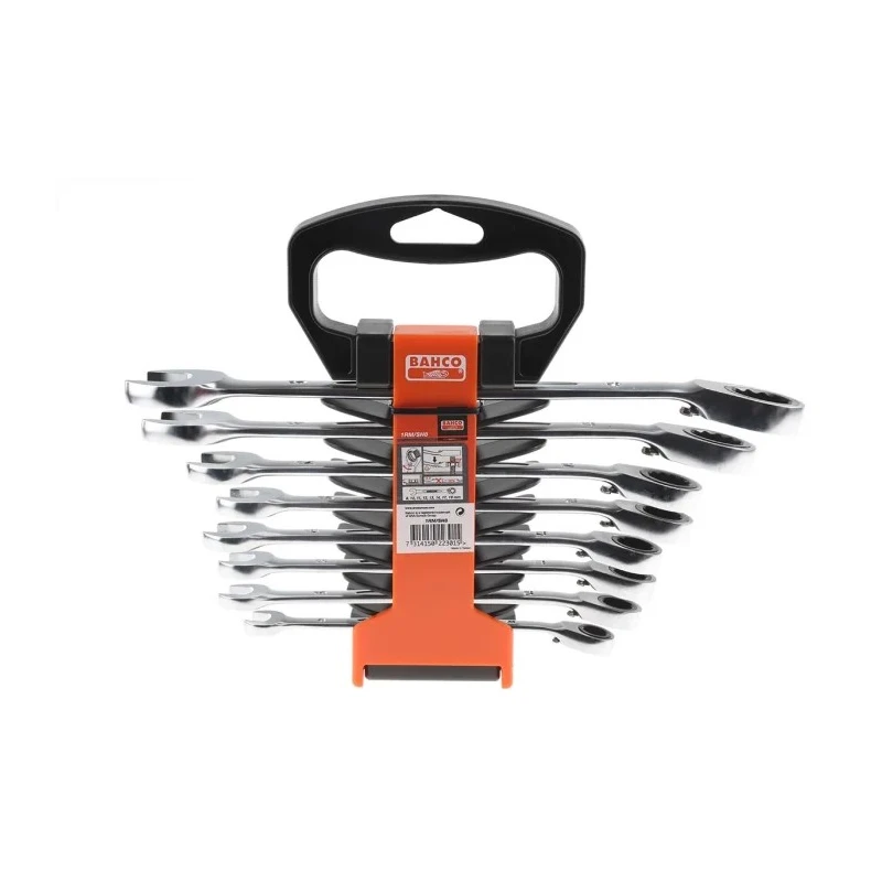 Bahco 8-Piece Ratchet Spanner Set, 8 To 19 mm, Alloy Steel, Chrome Finish 1RM/SH8
