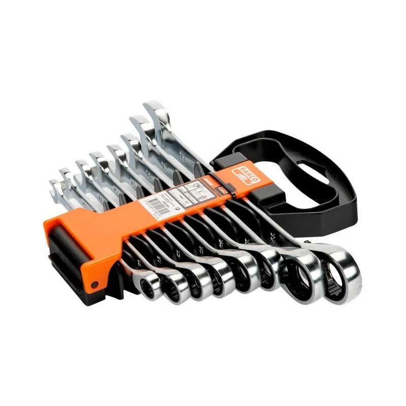 Bahco 8-Piece Ratchet Spanner Set, 8 To 19 mm, Alloy Steel, Chrome Finish 1RM/SH8
