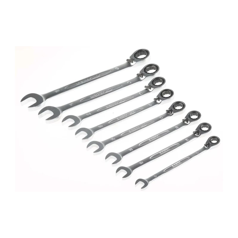 Bahco 8-Piece Ratchet Spanner Set, 8 To 19 mm, Alloy Steel, Chrome Finish 1RM/SH8