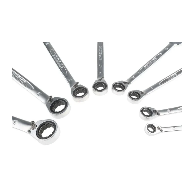 Bahco 8-Piece Ratchet Spanner Set, 8 To 19 mm, Alloy Steel, Chrome Finish 1RM/SH8