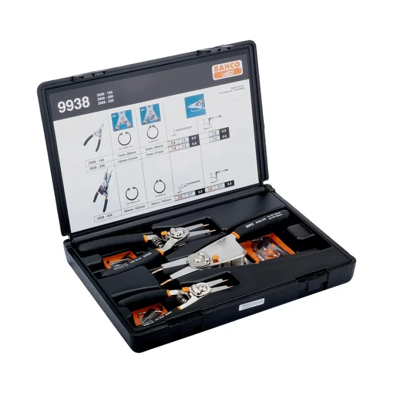 Bahco 3-Piece Circlip Plier Set for Internal and External Retaining Rings 9938