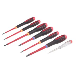 Bahco Insulated Pozidriv and Slotted Screwdriver Set, 6-Piece, Voltage Tester Included BE-9889S
