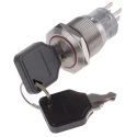 RS PRO Stainless Steel IP40 Key Switch, DPDT, 5A Contact Current, Momentary Operation, 2 Positions IP40 IP40