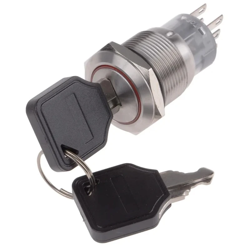 RS PRO Stainless Steel IP40 Key Switch, DPDT, 5A Contact Current, Momentary Operation, 2 Positions IP40 IP40